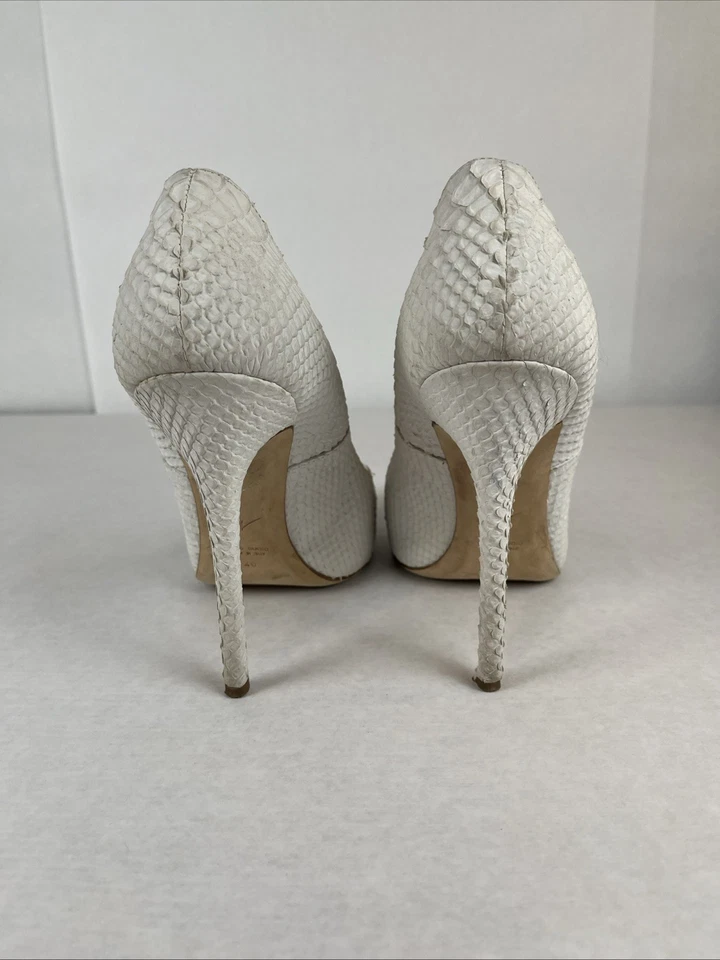 GIUSEPPE ZANOTTI White Snake Skin Embossed Heels Size 40 - Image 4 of 4