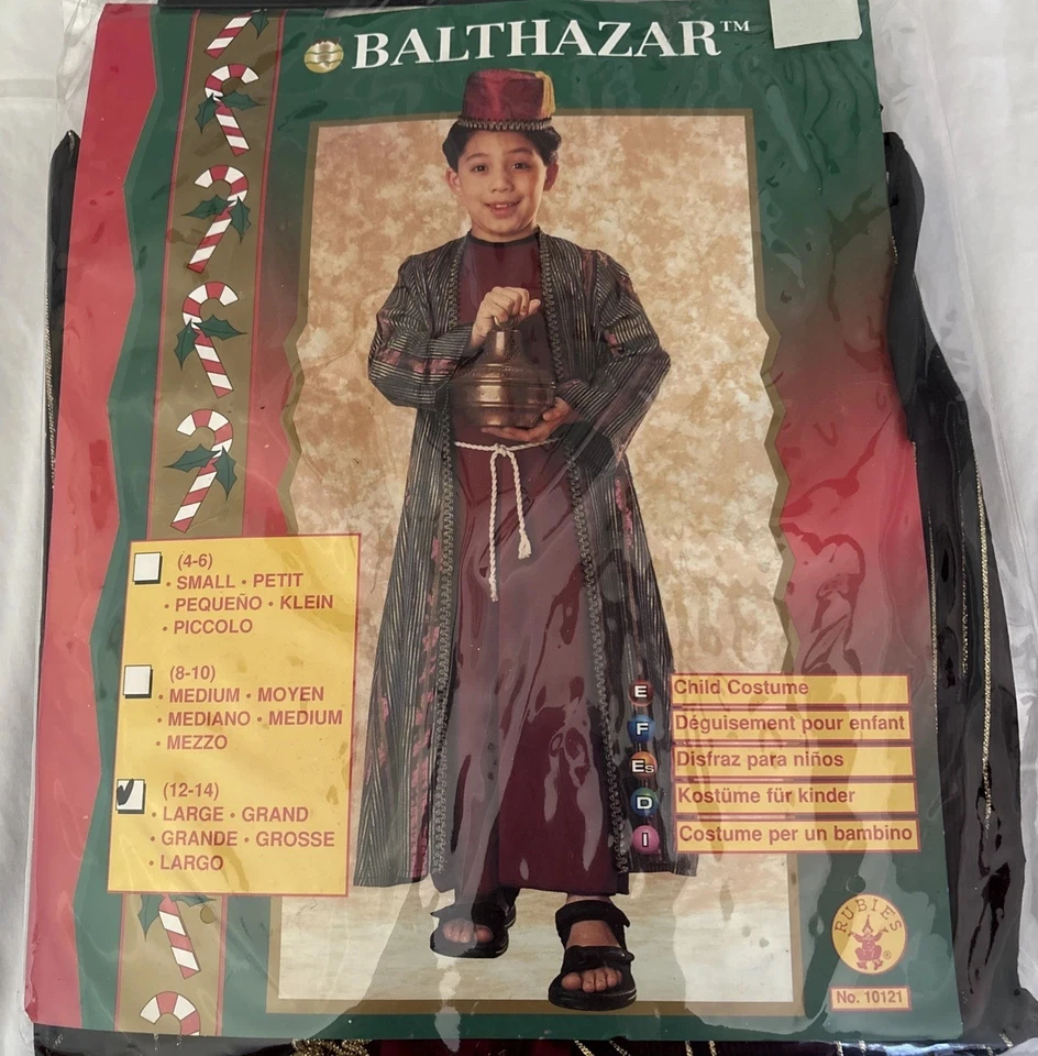 Balthazar Wise Man/King 服装全新带标签儿童尺寸 12-14 美国制造 — 第 3/4 张图片