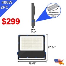 2 Pack LED Flood Light 400W Security Floodlights 150Lm/W Led Garden Yard Lights