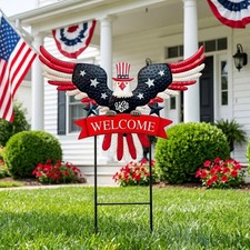 4th of July Decorations Outdoor,37.5" Americana Eagle Metal Decorative Garden St