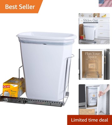 10 Gal Pull-Out Trash Can with Chrome Finish - Space-Saving Kitchen Organizer