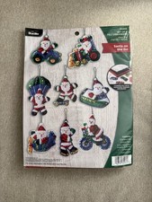 Bucilla Felt Ornaments Applique Kit Set of 8 Santa on The Go