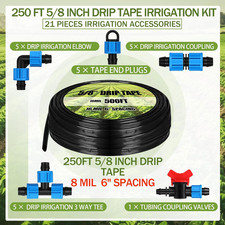 250 ft 5/8 Inch Drip Tape Irrigation Tubing Kit 8 Mil 6" Spacing Hose Garden ...