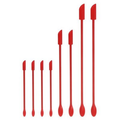 8pcs Silicone Spatula Cosmetic Spoon Makeup Brush Deep Bottle Scraper Red