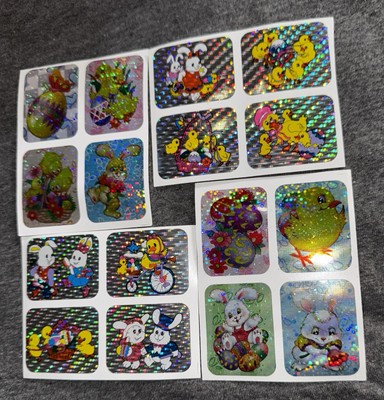 Vintage Easter New In Package Prism Stickers Bunnies Chicks Gas Lot