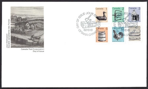 CANADA 1982 HERITAGE ARTIFACTS DEFINITIVES #917-22 FIRST DAY COVER !! M232