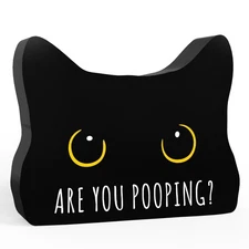 Black Cat Decor Cat Bathroom Decor Are You Pooping Funny Bathroom Acrylic Dec...