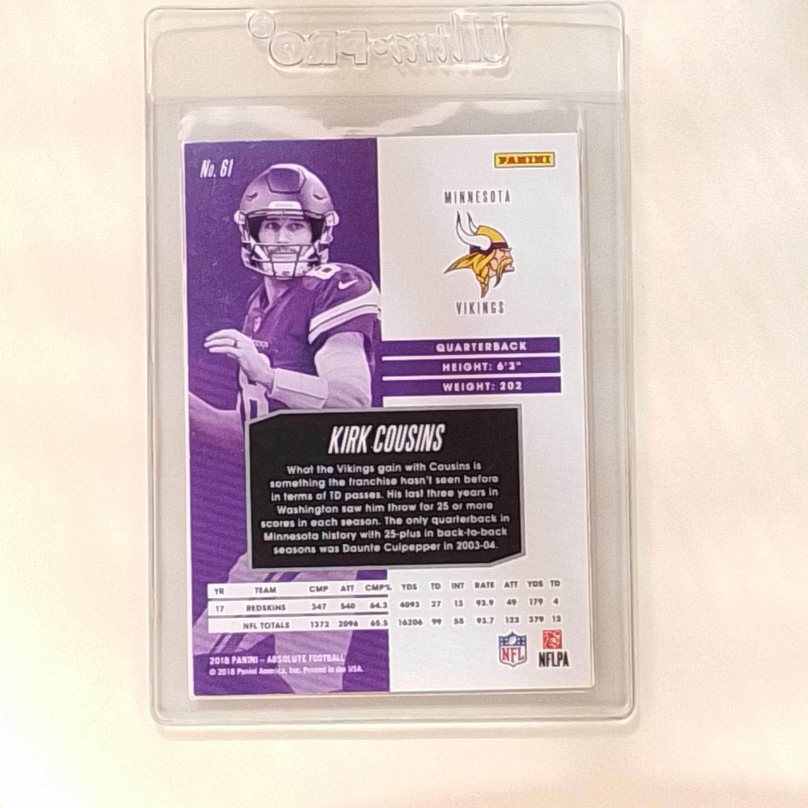 2018 Panini Absolute - Kirk Cousins #61 Gold Spectrum for sale online ...