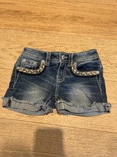 Miss Me Shorts Girls 12 Blue Dark Wash Denim Embroidered Aztec