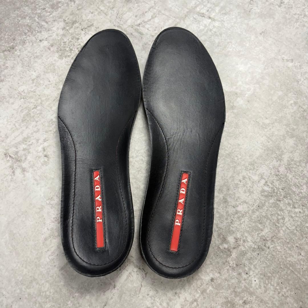 PRADA SPORTS Men's Leather Sneakers, Size 6, Black, Simple, From Japan, y9748 thumbnail 8