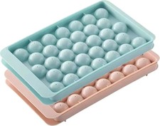 Ice Cube Tray with Lid , 33 Grids Ice Ball Maker Mould Round Easy Release UK