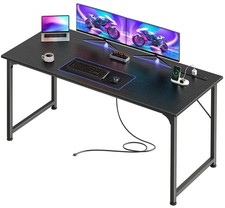 PRAISUN 55 X 20 Inch Office Computer Desk with Power Outlets and USB-C Port, ...