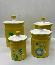 Vintage Kromex Floral Metal Canister Set | Set of 4