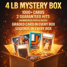 4 LB Sports Card Mystery Box 1000+ Cards Guaranteed Slab & 2+ #'d/Auto/Patch