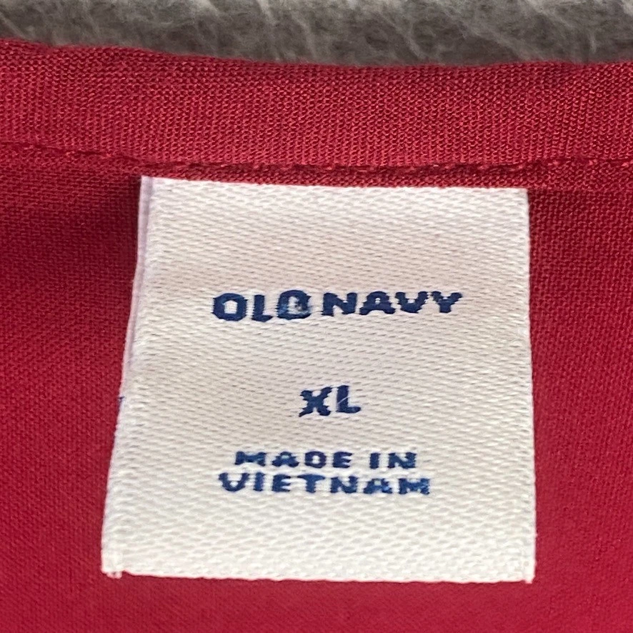 Old Navy Top Womens XL Red Button Up Long Sleeve Pintuck Rayon Blouse - Image 4 of 4