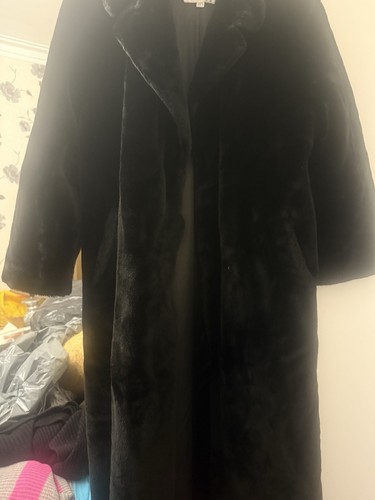 Black Faux Fur Long Coat Next