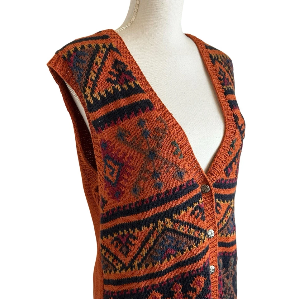VTG  Cambridge Dry Goods Sweater Vest Large 90s Southwest Aztec Boho Cowgirl - Image 2 of 4
