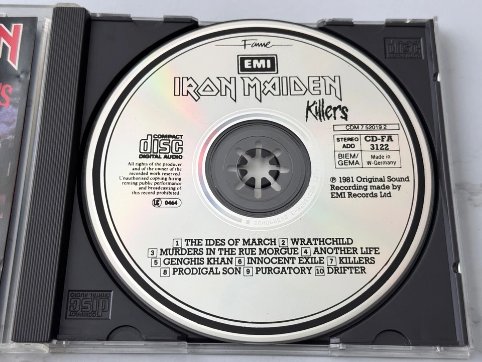 Iron Maiden Killers CD SONOPRESS! WEST GERMANY EMI CD-FA 3122 Bruce Dickinson - Image 2 of 4