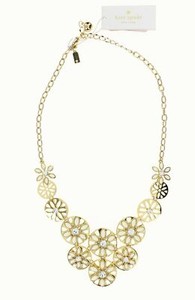 Authentic Kate Spade Gold Plated Floral Bib Necklace $198
