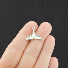 4 Whale Tail Charms Silver Tone 2 Sided - SC2930