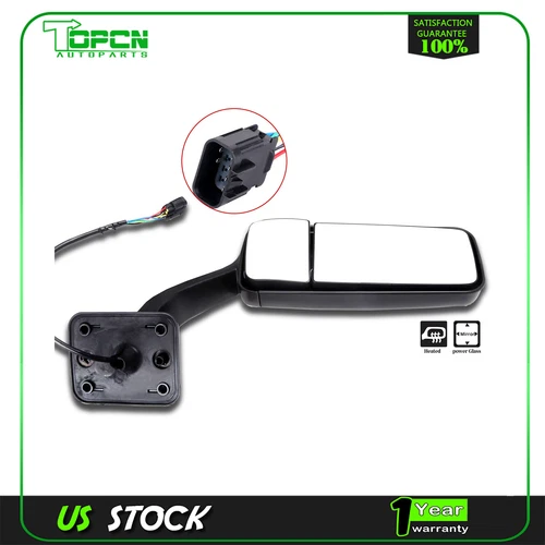 Passenger RH Side Door Black Power Heated Mirror For Freightliner Cascadia 08-16