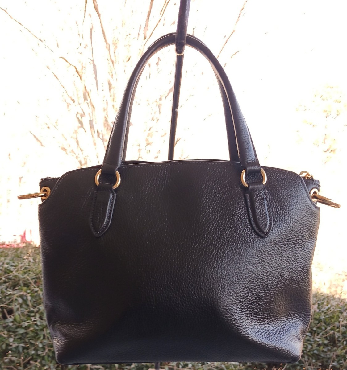 COACH トートバッグ Remi レミ レザー PVC シグネチャー シボ革 Coach SMALL 1317 Remi Black Leather Satchel/Tote Bag