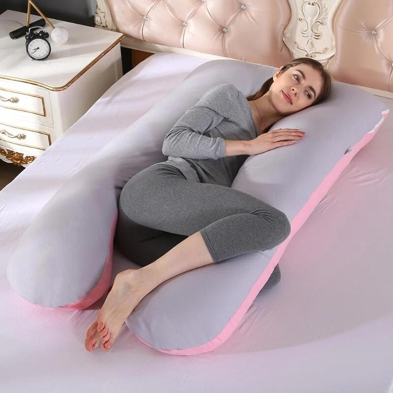 U Shaped Full Body Pillow With Pink Pillow Case