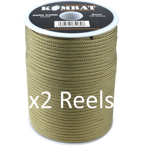 REEL CAVO PARA MILITARE 100m x2 REEL ESERCITO MTP BTP MIMETICO 3MM BASHA BIVVI GUY ROPE - Foto 6 di 11
