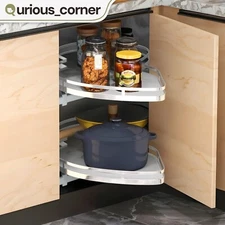 2 Tier Swing Left Blind Corner Pull Out Hidden Shelves Kitchen Cabinet Organizer