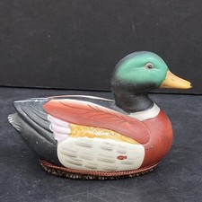 Vintage Ceramic Mallard Drake Duck Lint Brush Desk Decor Hunter Cabin Hunting