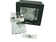Oleg Cassini Crystal Glass Candlestick Holder- IOB -  3 3/4"