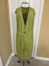 Ladies~SIXTYY SIX~PORTUGAL~LOGO~POCKETS~Belted~Buttons Knitted Wrap Dress Size M