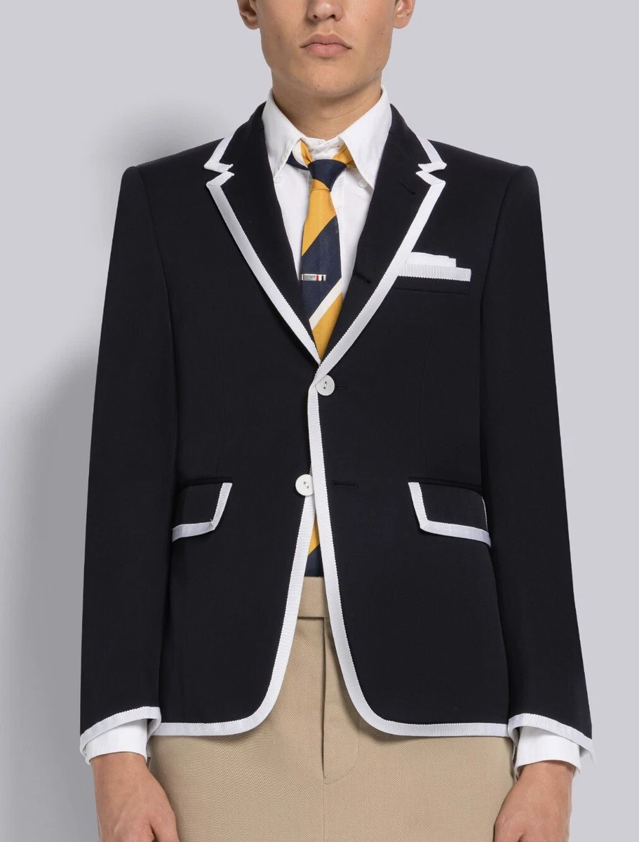 THOM BROWNE NEIMAN MARCUS TARGET NAVY WOOL NAUTICA BLAZER/WHITE WOMEN'S SZ  SM