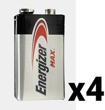 4 FOUR ENERGIZER MAX 9V 9 VOLT ALKALINE BATTERY BATTERIES EXP 2028 BRAND NEW