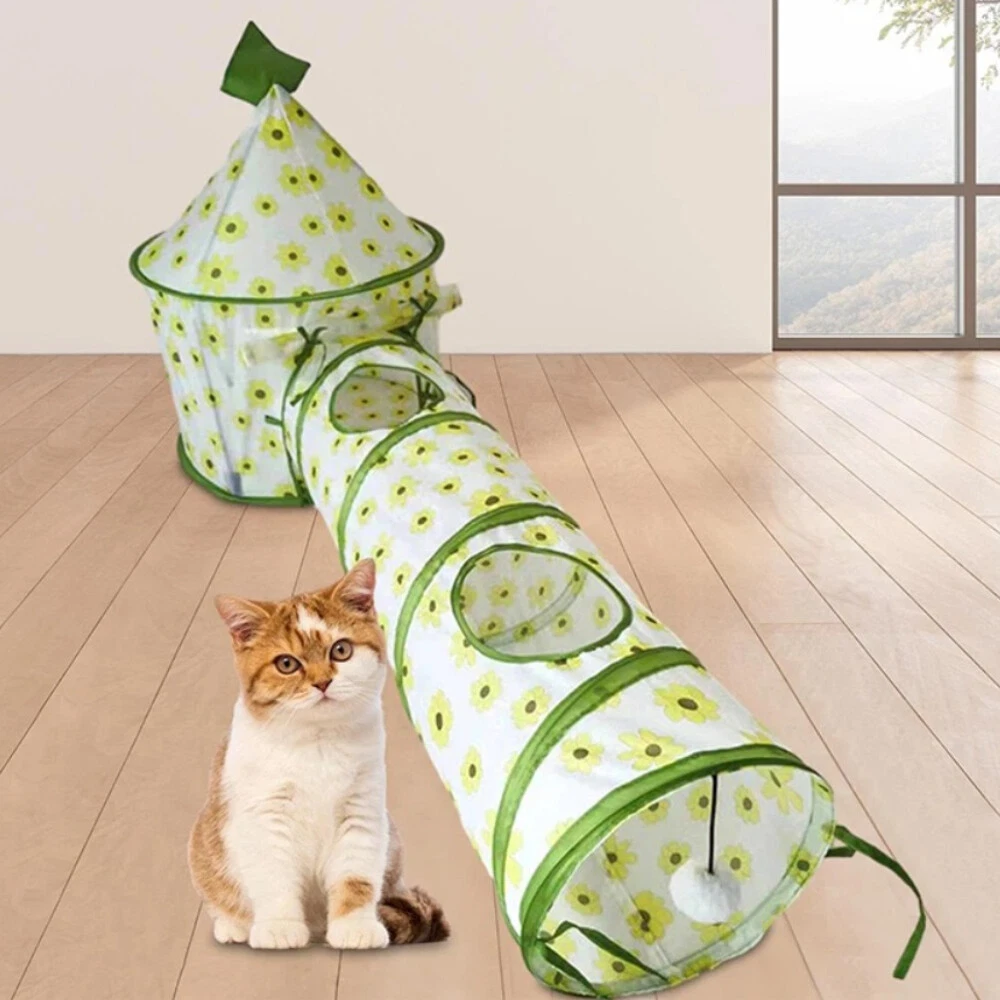 Foldable cat play tunnel tent combination cat tube foldable drilling holes
