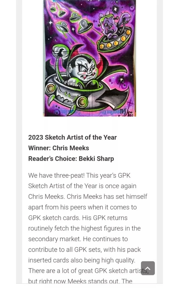 CHRIS MEEKS SKETCH CARD: 2021 BAM HORROR VILLAIN TERMINATOR SP (1/1) CHASE RARE - Image 3 of 3