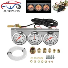 2" 52mm Car Chorme Triple Gauge Set Oil Pressure Water Temp AMP Meter 3 in 1 Kit