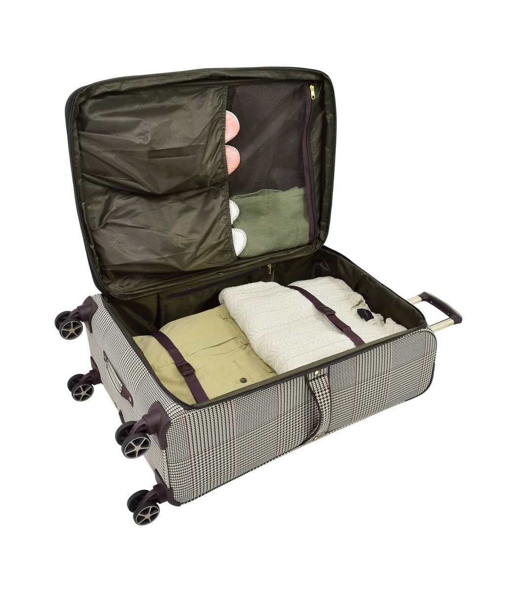 LONDON FOG Softside Spinner Luggage, Brown Cream Houndstooth LONDON FOG Softside Spinner Luggage, Brown Cream Houndstooth