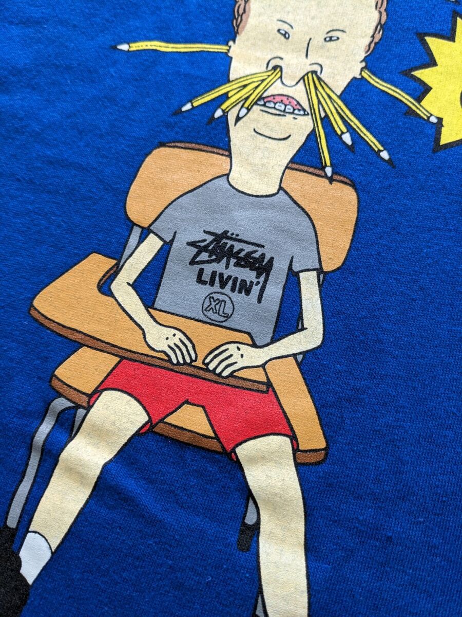 NEW Vintage Stussy Beavis and Butt-Head Blue Shirt size NEW Vintage Stussy Beavis and Butt-Head Blue Shirt size
