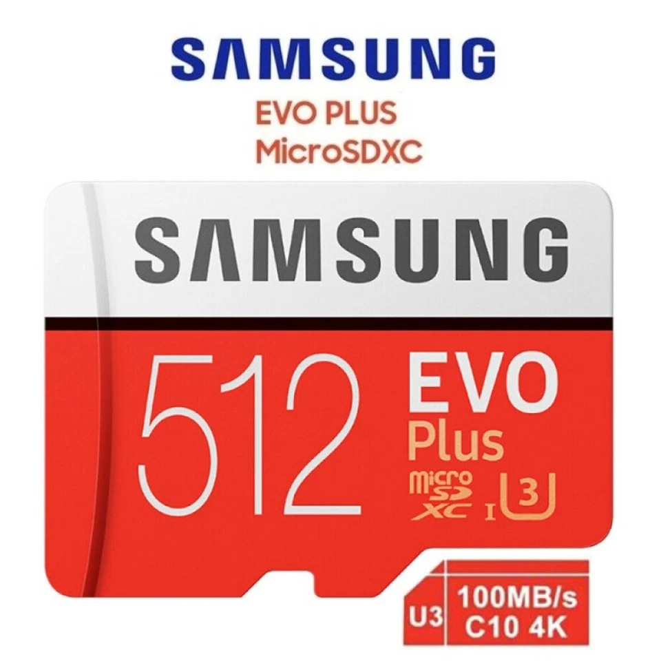 Carte Mémoire 512 Go Gb Samsung EVO PLUS Micro SD SDXC Class 10 100 Mo/s