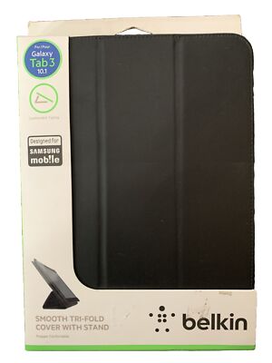 Belkin Galaxy Tab 3 10.1 Tablet Cover + Stand. Black.Designed For Samsung Mobile
