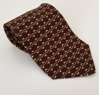 LUCIANO BRUNELLI MENS SILK NECKTIE BURGANDY GOLD NECK TIE