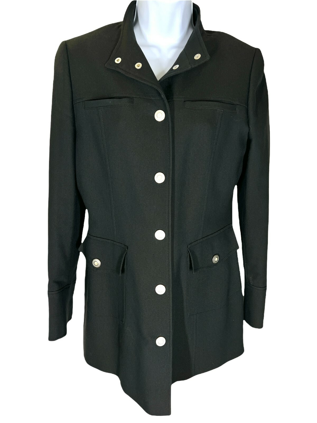 Oltre Black Button Down Coat Basic Jacket Made In… - image 1