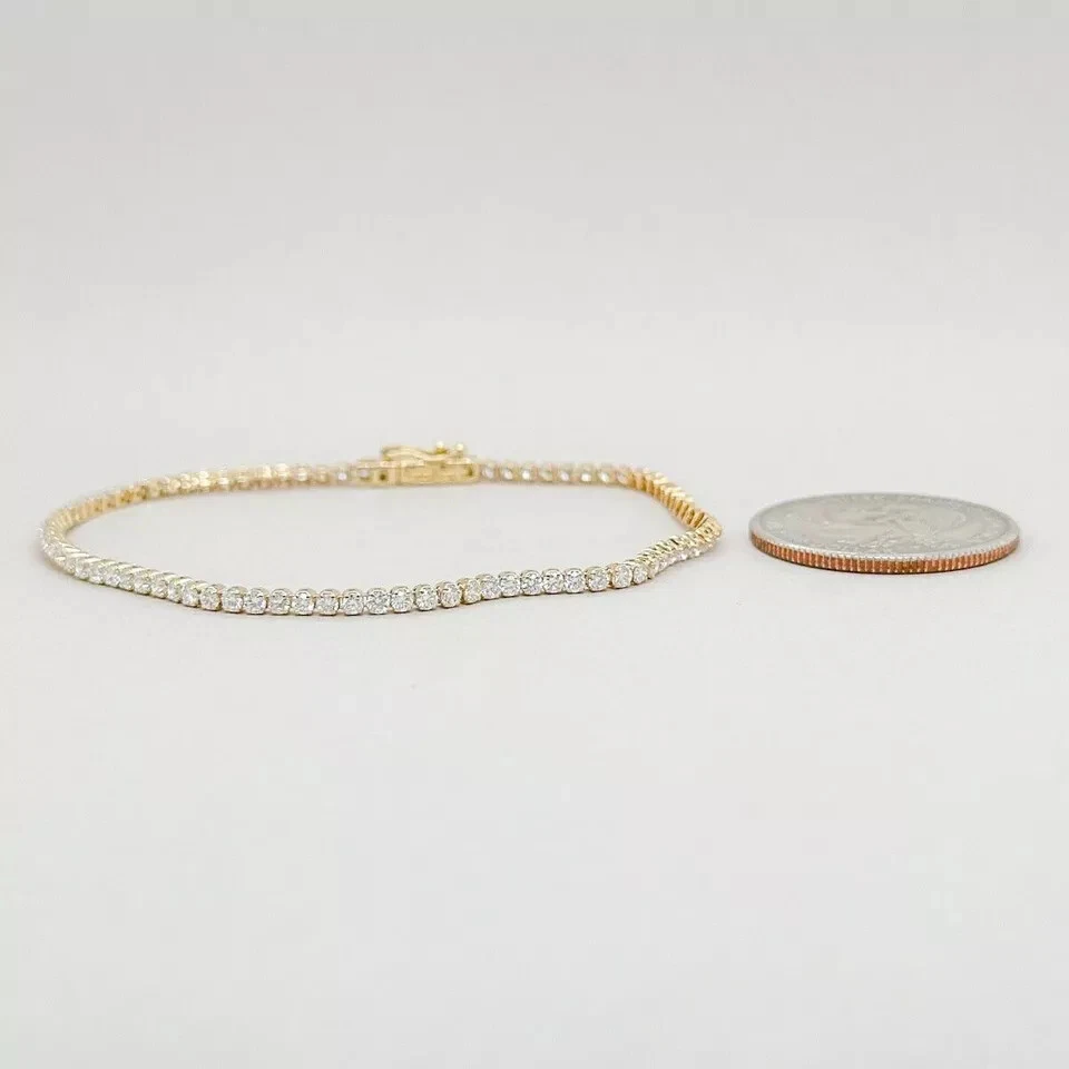 Brazalete Tenis Corte Redondo IJ/SI Diamante Natural Verificado GIA Oro Amarillo 14K Foto 2 de 4