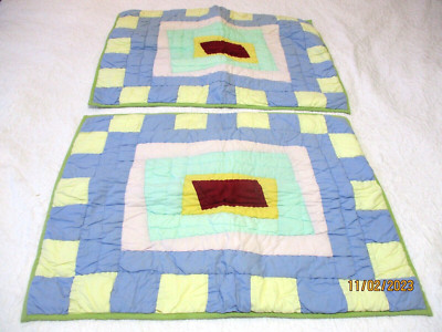 Pine Cone Hill ''Crazy Color Block'' Patchwork Quilted 2 Standard Pillow Shams