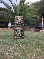 Stone Garden Totem Pole Ornament Statue Tiki Indoor Outdoor Frostproof Hawaiian 