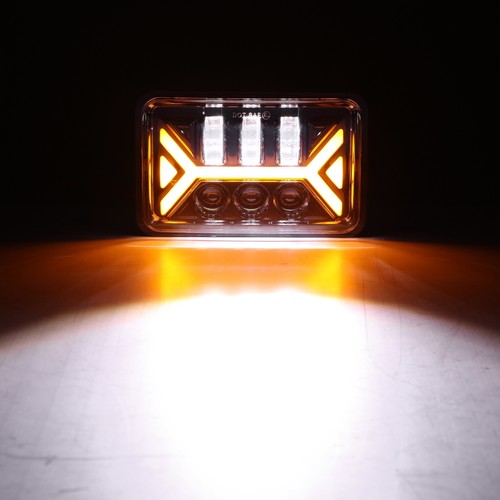 Par de faros LED ámbar IRONWALLS de 4x6"" luz de señal de giro blanca DRL coche camión - Imagen 7 de 12