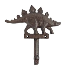 Dinosaur Wall Hook Metal Cast Iron Key Towel Coat Hanger Rustic Brown Finish