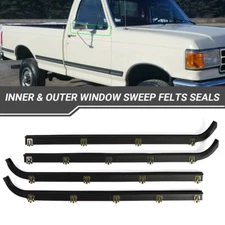 4X Inner & Outer Window Sweep Felts Seals Weatherstrip Kit For Ford F150 250 350