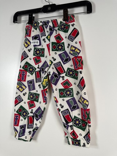 Vtg Jog Togs Kids Unisex All Over Print Fleece Jogger Pants White Sz 3T 8.5x12 - Picture 2 of 12